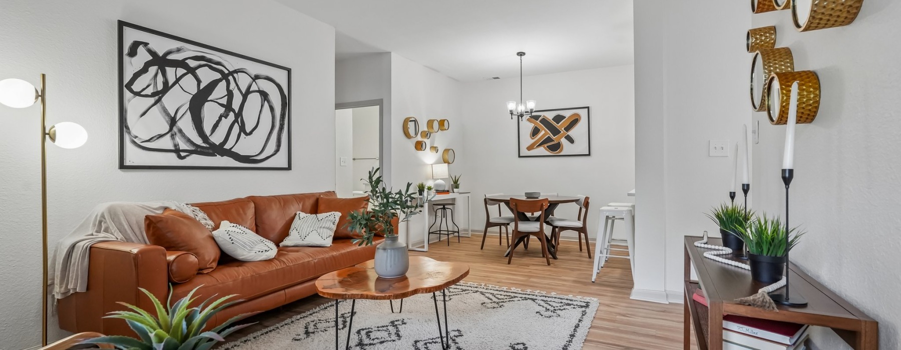 Livingroom with white walls and a sofa